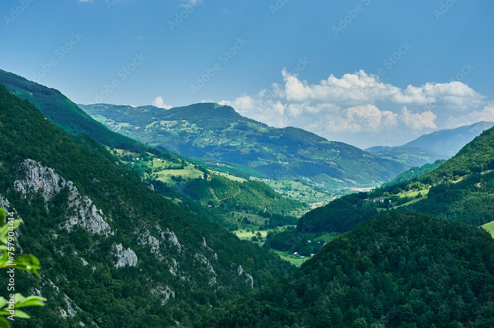 Montenegro. Beautiful panorama mountains of Montenegro. Valley of Tara riverbed.