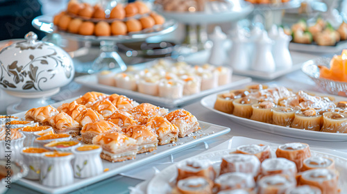 Table set up of oriental sweets photo