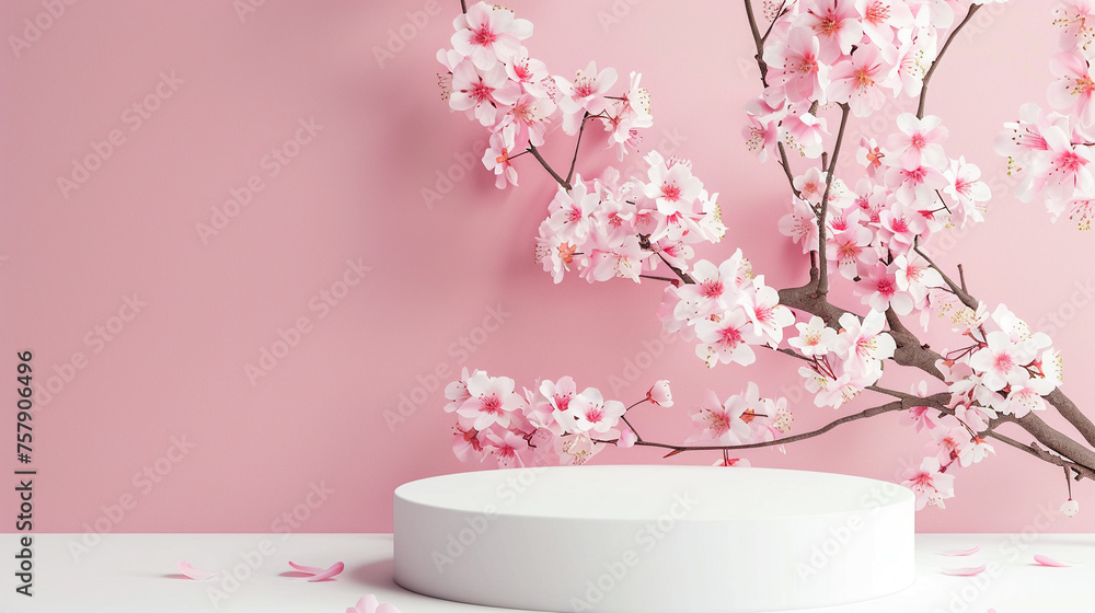 mockup empty podium theme white and pink sakura mockup empty podium theme white and pink sakura