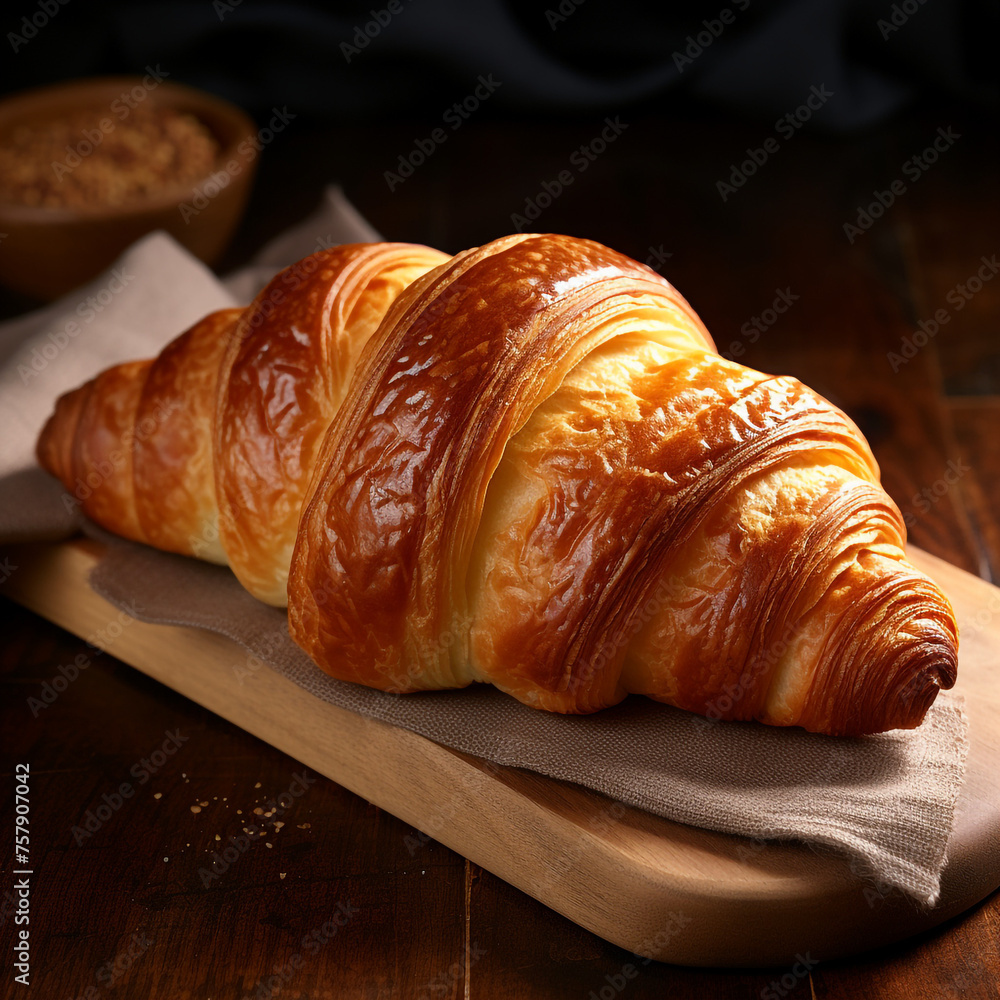 fresh croissant on a table created with Generative Ai fresh croissant on a table created with Generative Ai
