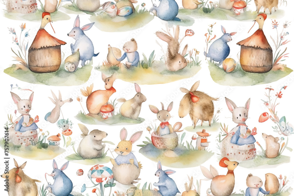 watercolor baby children stories Humpty Nursery pattern other Rhyme illustration animals Dumpty