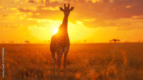 giraffe in the sunset