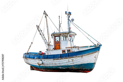 Vintage Fishing Boat Isolated with Clear Details