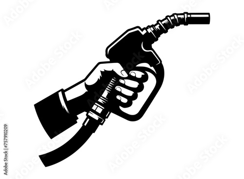 Hand holding fuel pump clip art. Vector illustration