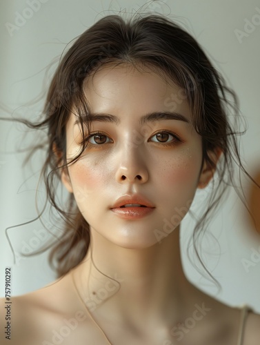 Graceful asian woman portrait, Generative AI