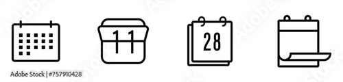 calendar icon set, calendar line icon vector illustration