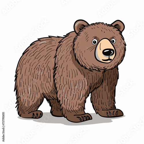 a cartoon brown bear standing on a white background