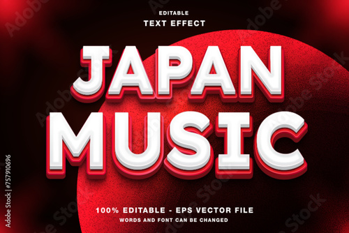 Japan Music 3D Editable Text Effect Template Style Premium Vector