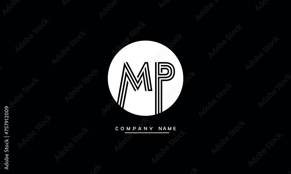 MP, PM, M, P Abstract Letters Logo Monogram MP, PM, M, P Abstract Letters Logo Monogram