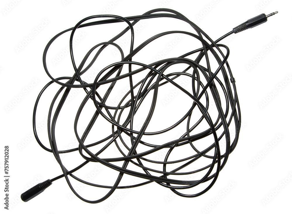 Bundle of cables and jack plug isolated on white Bundle of cables and jack plug isolated on white