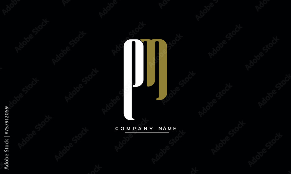 MP, PM, M, P Abstract Letters Logo Monogram MP, PM, M, P Abstract Letters Logo Monogram