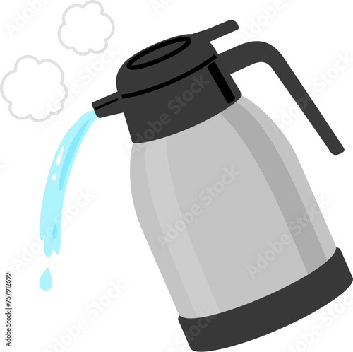 保温ポットから注がれるお湯