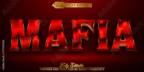 Luxury Elegant Red and Golden Shiny Mafia Vector Editable Text Effect Template