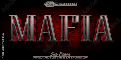 Silver Red Medieval Mafia Vector Editable Text Effect Template