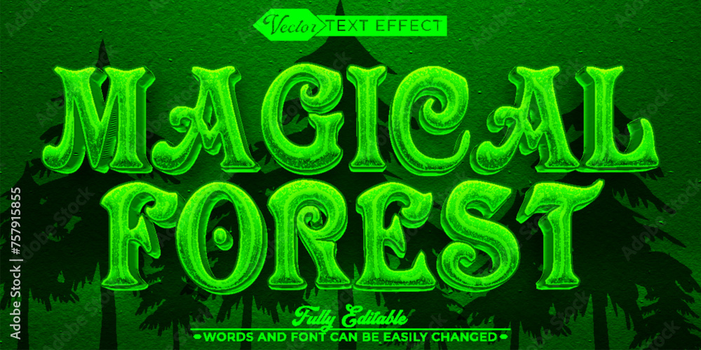 Fototapeta premium Spooky Magic Forest Editable Text Effect Template