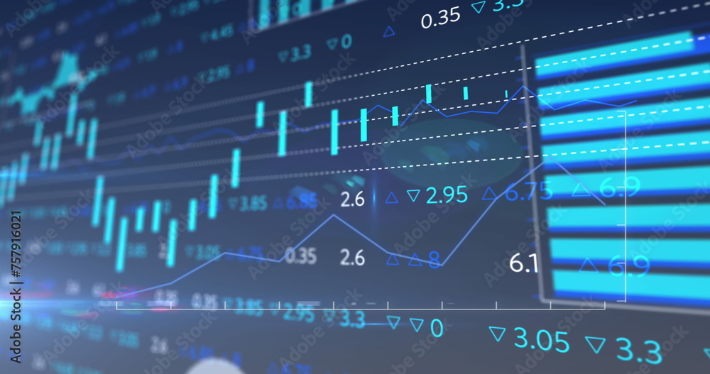 Image of data processing over blue background Image of data processing over blue background