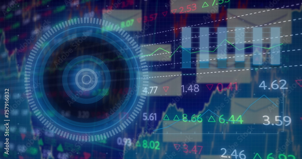 Image of data processing over blue background Image of data processing over blue background
