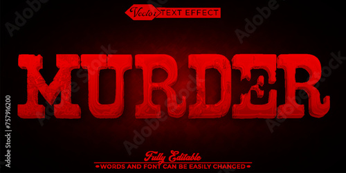 Red Horror Murder Vector Editable Text Effect Template