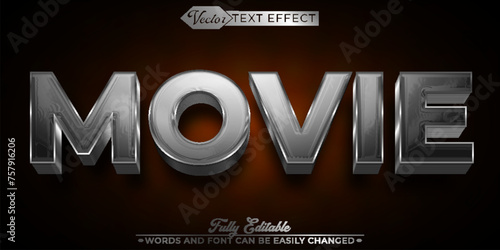 Silver Movie Vector Editable Text Effect Template