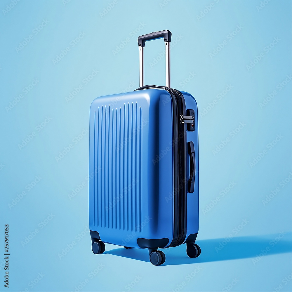 A hand luggage on a blue background, 1:1. A hand luggage on a blue background, 1:1.