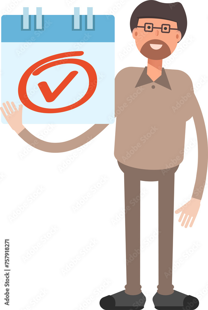Beard Man Character and Check Mark Sign
Beard Man Character and Check Mark Sign