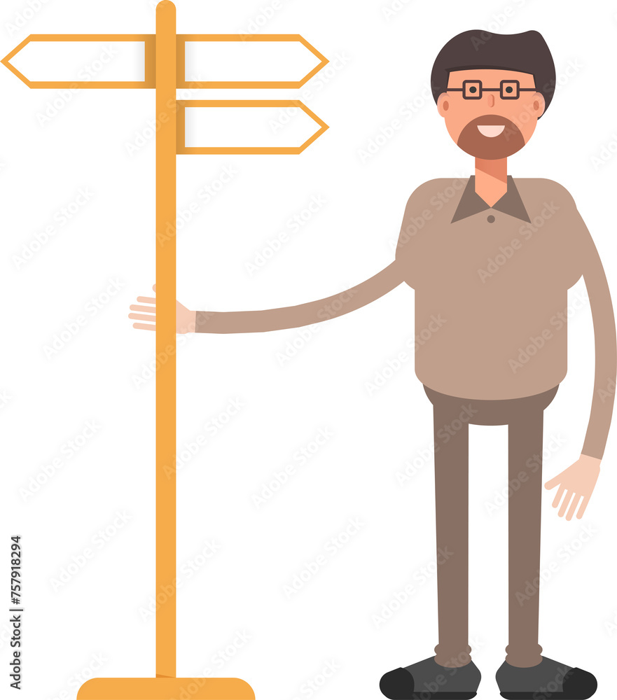 Beard Man Character and Signpost
Beard Man Character and Signpost