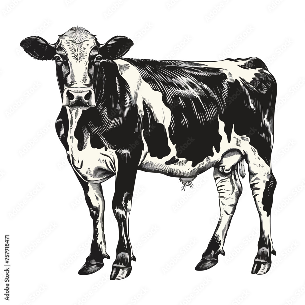 a drawing of a cow that has the number 1 on it