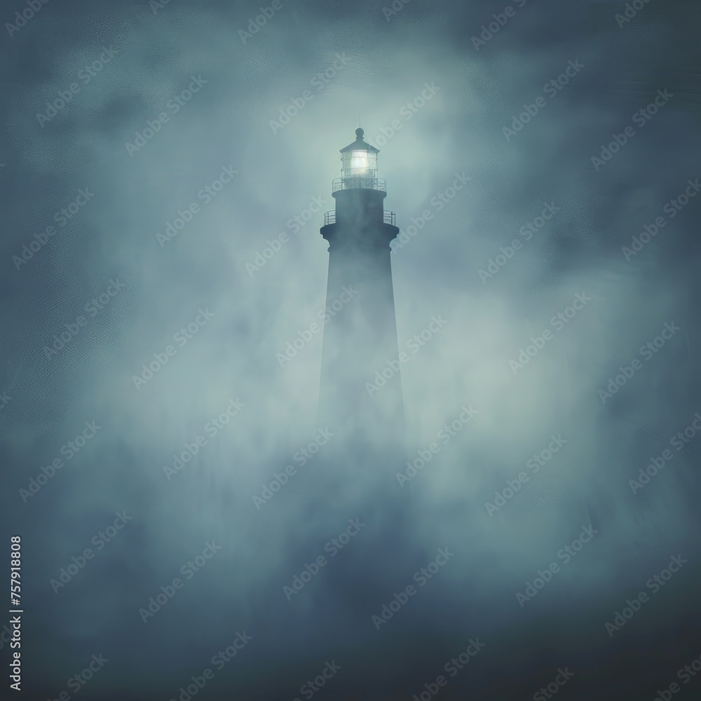 Isolated Lighthouse in Stormy Seascape