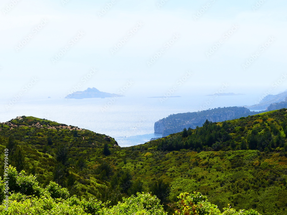 Paysage naturel de mer et verdure en Côte d'Azur