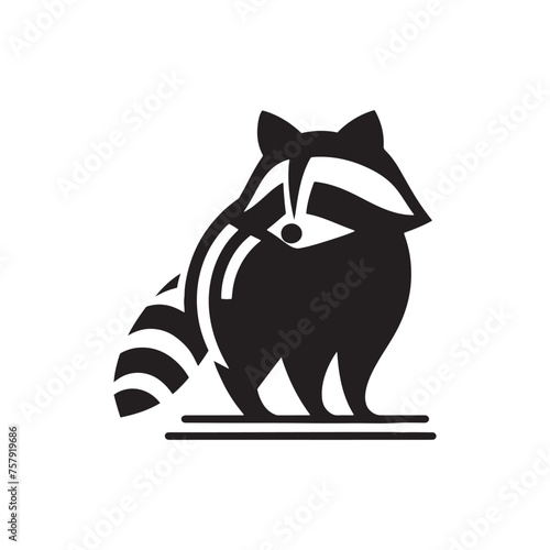 Raccoon Vector Silhouette: A Mysterious Silhouette Capturing the Essence of Raccoon Cunning in Vector Form. Black raccoon illustration.