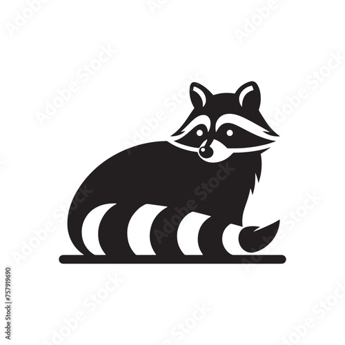 Raccoon Vector Silhouette: A Mysterious Silhouette Capturing the Essence of Raccoon Cunning in Vector Form. Black raccoon illustration.