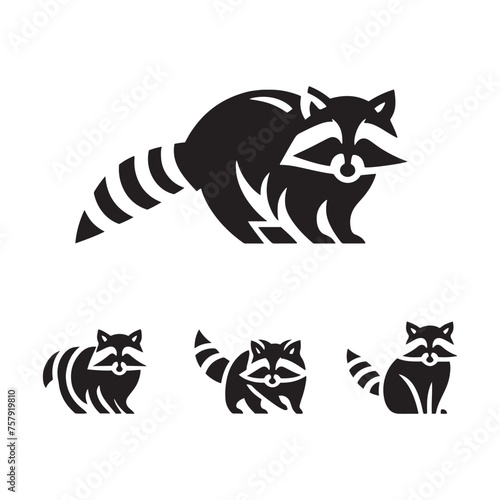 Raccoon Vector Silhouette: A Mysterious Silhouette Capturing the Essence of Raccoon Cunning in Vector Form. Black raccoon illustration.