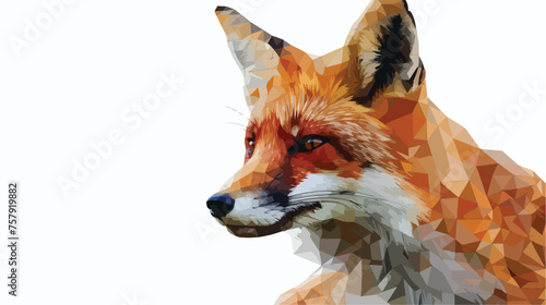 Low polygon graphic fox portrait flat vector 