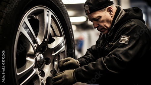 Experienced mechanic performing brake replacement on his vehicle as part of regular maintenance