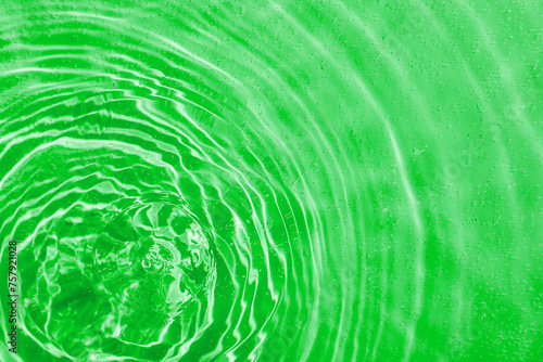 drops on water with circles on a green background