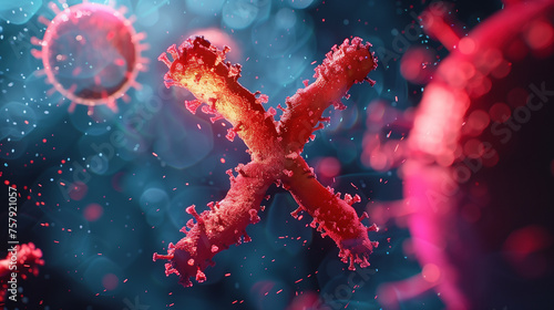 Virus X cells, new disease, pandemic concept