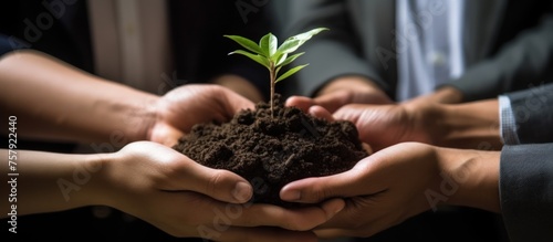 business group holding tree seedlings ,growth concept