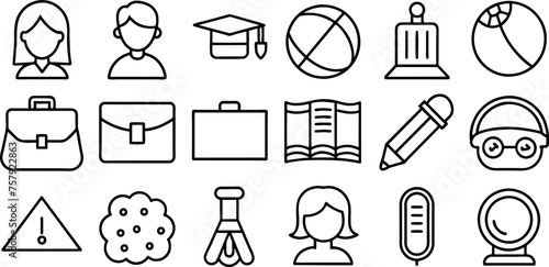 Back to school icon set. Included the icons as education, study, lectures, course, university, book, learn and more