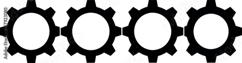 Gear set. Black gear wheel icons on white background