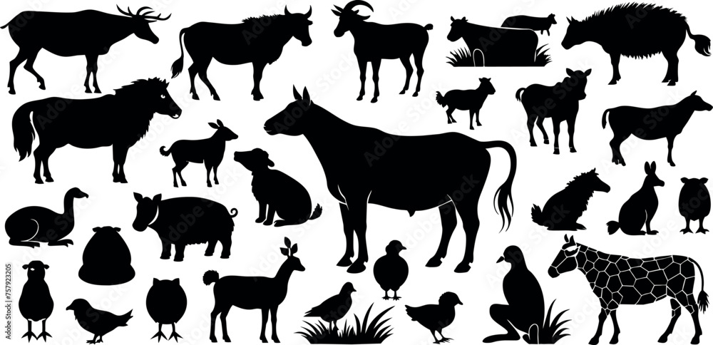 Vector Farm Animals Silhouettes 