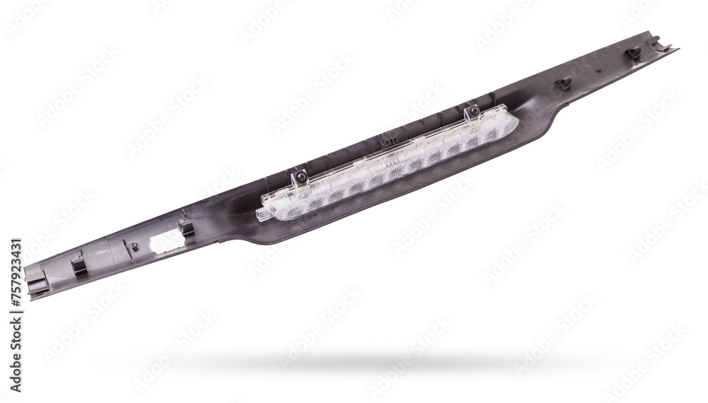 Close-up on an isolated led rear stop light taillamp of a car on white background. Spare parts for repair vehicles. Close-up on an isolated led rear stop light taillamp of a car on white background. Spare parts for repair vehicles.