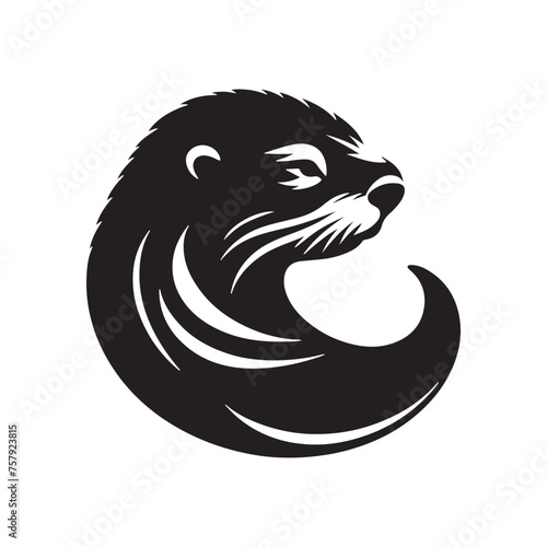 Sea otter Vector Silhouette: A Tranquil Silhouette Embracing the Playful Spirit of the Sea Otter in Vector Form.