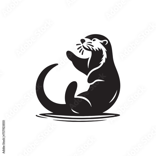 Sea otter Vector Silhouette: A Tranquil Silhouette Embracing the Playful Spirit of the Sea Otter in Vector Form.