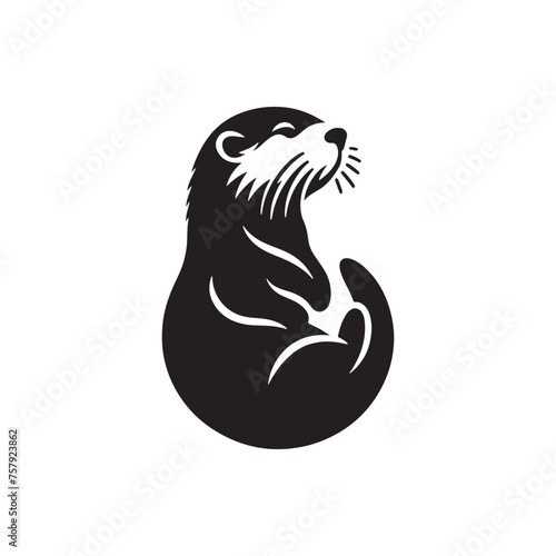 Sea otter Vector Silhouette: A Tranquil Silhouette Embracing the Playful Spirit of the Sea Otter in Vector Form.