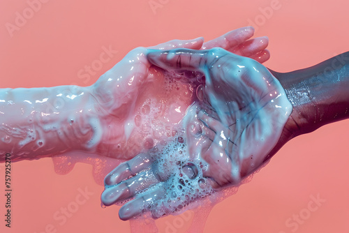 Gemeinsam Gesund: Sich gegenseitig waschende Hände für Hygiene und Prävention