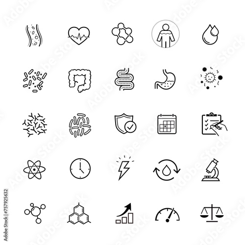 Digestion set icons. Vector elements for infographics. Set of sign for detailed guideline. Ready for your design. EPS10.	