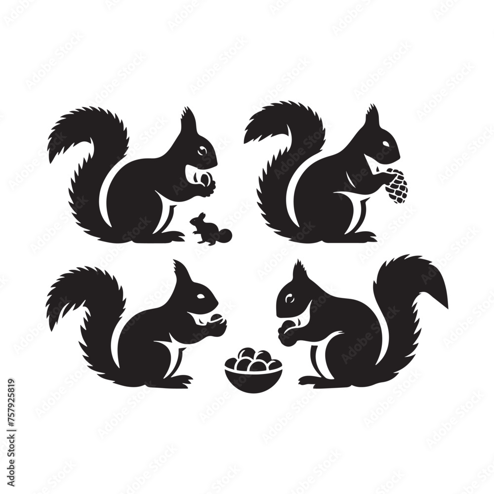 Squirrel Vector Silhouette: A Dynamic Silhouette Capturing the Agile Essence of the Squirrel in Vector Form. Squirrel black illustration. Squirrel Vector Silhouette: A Dynamic Silhouette Capturing the Agile Essence of the Squirrel in Vector Form. Squirrel black illustration.