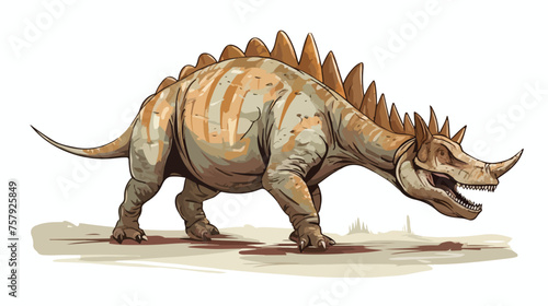 Sketch of the walking einiosaurus flat vector isolated © Aina