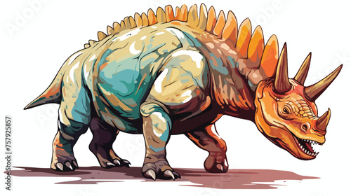 Sketch of the walking einiosaurus flat vector isolated
