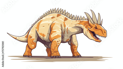 Sketch of the walking einiosaurus flat vector isolated © Aina